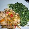 poulet sauce légumes et soja & ses épinards épicés!!