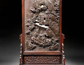 A rare inscribed and dated 'duan' stone screen and stand. Dated by inscriptions to AD1795 and AD1801 and of the period