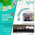 Samedi 10 décembre 2016 : Fête de l'espéranto avec l'AFCE