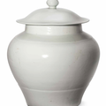 A rare large white-glazed jar and cover, Ming dynasty, early 15th century