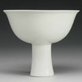 A white-glazed anhua-decorated stembowl, Ming Dynasty, Yongle Period (1403-1424)