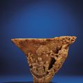  A rare carved rhinoceros horn libation cup, Qing dynasty, 18th century 