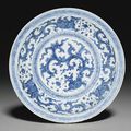 A large blue and white ‘Dragon’ dish, Ming dynasty, late 15th-early 16th century