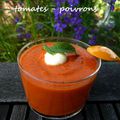 Soupe froide tomates - poivrons à la mozzarelle