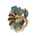 Turquoise, sapphire and diamond brooch, Van Cleef & Arpels, Paris 