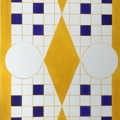 art géométrique 'SYZYGIE' huile/toile 146X114