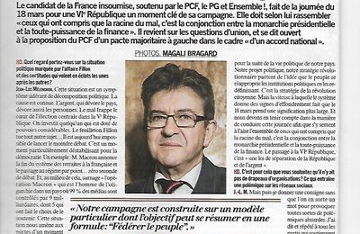 Jean-Luc Mélenchon « La VIe République, c’est d’abord une loi de séparation de la République et de l’argent »