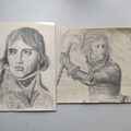 Anciens Dessins Portrait Napoléon 1er Bonaparte XIXe/Début XXe