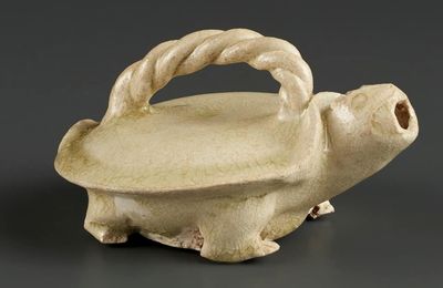 A rare pale cream-glazed tortoise-form water dropper, Song-Yuan dynasty, 13th-14th century