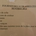 Fournitures scolaires CE1 - septembre 2014