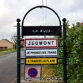 Panneau ville / village : La nuit Jeumont, je prends des trains à travers la plaine
