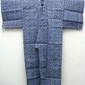 kimono yukata pour homme indigo chiné, neuf!