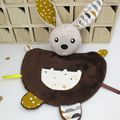 Doudou lapin marron jaune