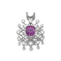 Pink sapphire and diamond brooch/pendant