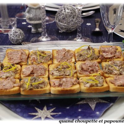 TOASTS TERRINE D'ESCARGOTS ET TERRINE DE LIEVRE AU BANYULS / CASSOLETTES D'ESCARGOTS AUX CEPES