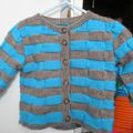 gilet gris - turquoise 12 mois