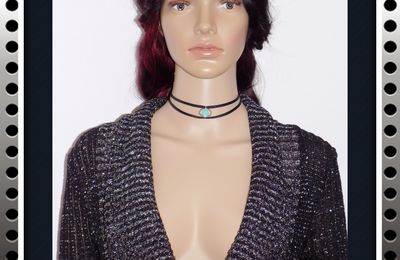 Original Collier style choker !! BLUE PEARL !! bleu et noir T: 35cm metal et palstique BELICIOUS-DELICIOUS-CREATION 