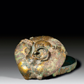 A gilt bronze tiger-shaped box and cover, Han dynasty (206 BC-220 AD)