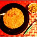 Dahl de lentilles corail et potato wedges ail/paprika