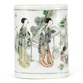 A famille-verte brushpot, Qing dynasty, Kangxi period (1662-1722)