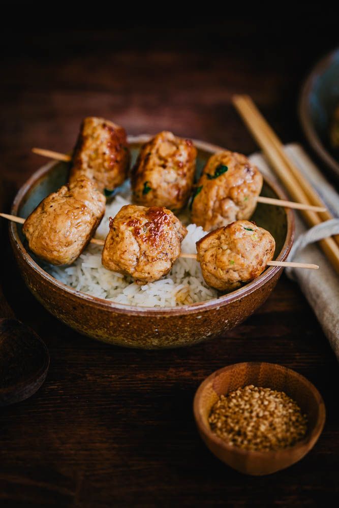 boulettes de poulet, dinde, tsukune, boulettes japonaises, facile, sauce soja, 