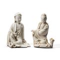 Two Dehua figures of seated Guanyin, Qing dynasty, 17th century and Republic period (1912-1949)