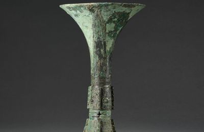 An archaic bronze 'ya zhou' ritual vessel, gu, Shang Dynasty (1600 - 1046 BC)
