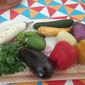 Tarte au poulet et aux légumes multicolores variés