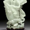 A pale greenish-white jade lingzhi-form vase, 18th century 