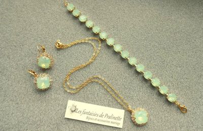 Bijoux mariage en cristal vert mint opal