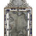 A fine Venetian partly cut, etched and blued glass mirror, 19th ct
