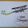 Carte anniversaire " avion autour du monde" ...