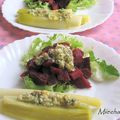 SALADE  DE   BETTERAVE   ET   POIREAUX,   SAUCE   GRIBICHE 