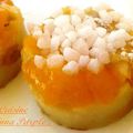 Flan-clafoutis aux mirabelles sur lit de sucre chouquettes