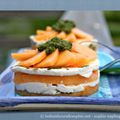 melon, feta et pesto pour un millefeuille