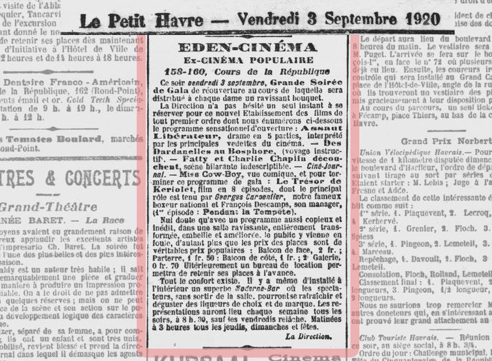 Le Havre Cinéma Gaumont Pathé Lecesne reconstruction Perret star Apollo Grillon Alhambra, Sirius Vox Rex Scala Royal Rio Réau Paris Sainte Adresse Lido  Normandy