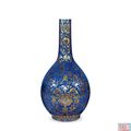 A Blue-Glazed Gilt-Decorated ‘Shou’ Bottle Vase, Qing Dynasty