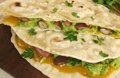 Quesadillas haricots rouges, avocat et mangue