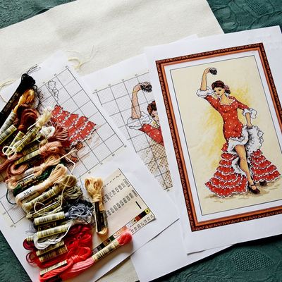 Une danseuse espagnole au point de croix