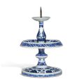 A blue and white 'lotus' candlestick, Seal mark and period of Qianlong (1736-1795)