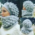 Double snood et bonnet loose en bobble stitch au crochet