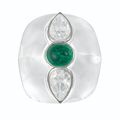 Suzanne Belperron Emerald, diamond and rock crystal "Roof" ring