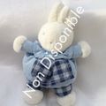 Doudou  Peluche Lapin Blanc et Bleu à Carreaux JACADI