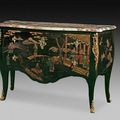 Commode en laque à deux tiroirs à décor de chinoiserie, Italie, Piémont, 19e siècle 