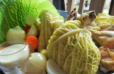 Poulet sauce suprême, et légumes pot au feu