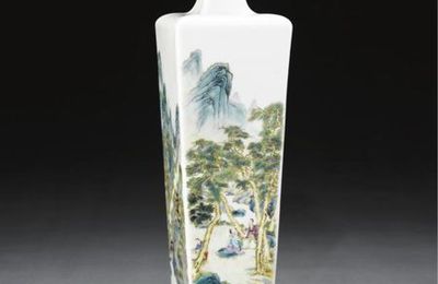 A 'Famille-Rose' Square Vase, Qing Dynasty