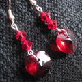 B.O. pendantes coeur de cristal swarovski rouge passion