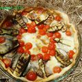 Tarte aux légumes grillés, tomates cerises et mozzarella