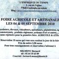Foire agricole & artisanale les 4 & 5 septembre 2010 à Coulombs-en-Valois