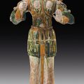 A large sancai-glazed pottery figure of a guardian, Tang dynasty (618-907)